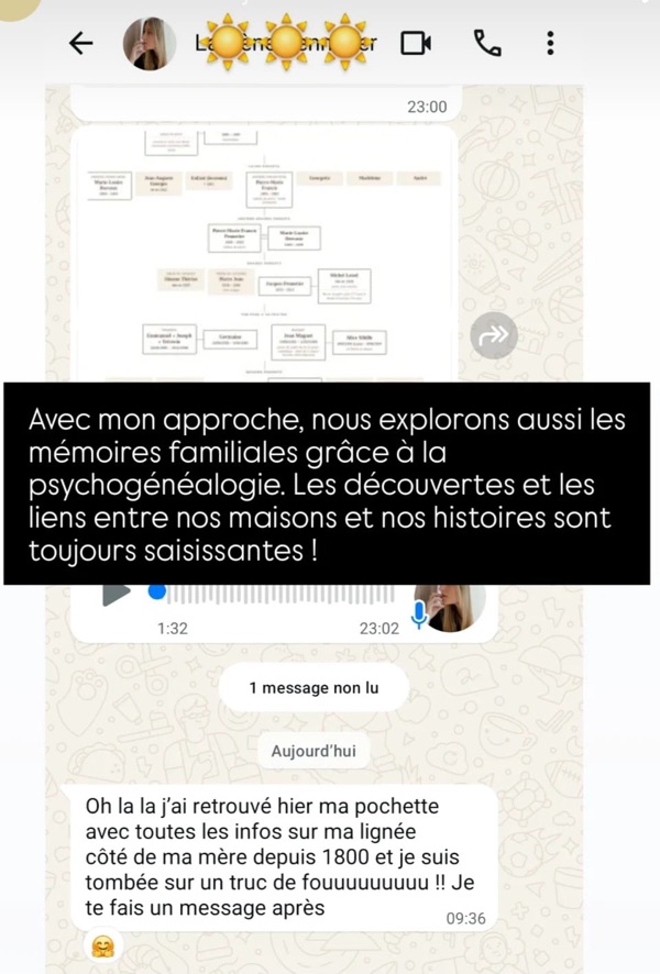 Capture d’un message d’une cliente de Margot Dandieu.