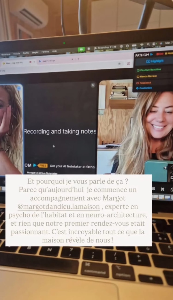 Capture d’un message d’une cliente de Margot Dandieu.
